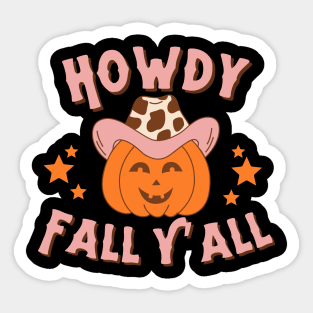 Howdy Fall Yall Pumpkin Cowgirl Sticker